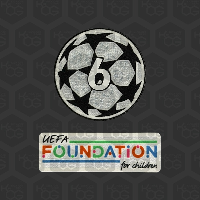 Official UEFA UCL Starball 6 2024 + UEFA Foundation Patch Set
